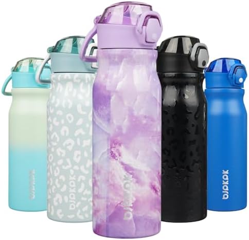 BJPKPK 25 oz Insulated Water Bottle, Straw, Handle, Stainless Steel Flask by BJPKPK