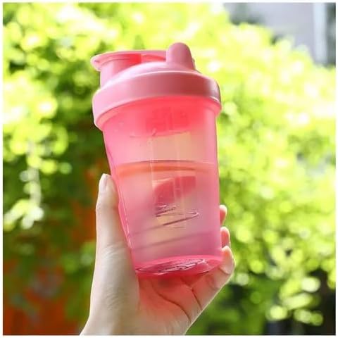Cekaso Protein Shaker Bottle Blender for Shake and Pre Work Out, Best Shaker Cup (BPA free) w. Classic Loop Top & Whisk Ball, Kitchen Water Bottle (Pink Top/Pink Body, 16Oz-400ML) by Cekaso