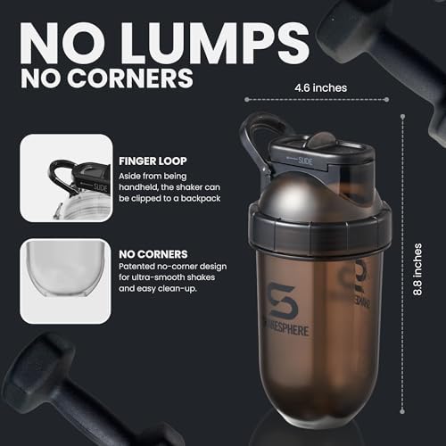 SHAKESPHERE Protein Shaker Bottle with Straw 13.5oz BPA-Free Tritan, Black - Image 4