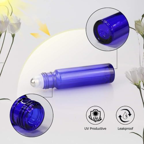 Roller Bottles for Essential Oils - 12 Pack 10ml Glass Roll on Bottles - Image 3