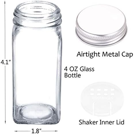 66 Pcs 4 oz Glass Spice Jars with Shaker Lids and 703 Spice Labels