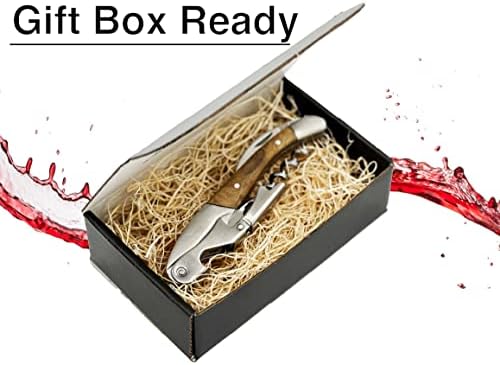 The Premium Professional Corkscrew Wine Opener with Elegant Wood Handle, Manual Wine Key with Foil Knife and Cap Bottle Opener for Bartenders, Waiters and Sommeliers