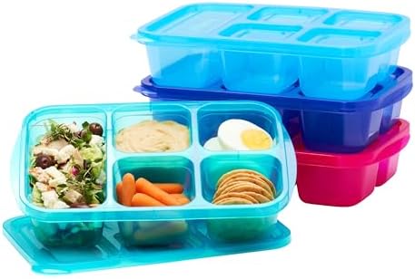 Easyboxes Stackable 5-Compartment Lunch Boxes, 8-Piece Set
