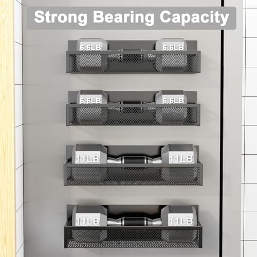 Magnetic Spice Rack for Refrigerator, 4 Pack Magnetic Shelf, Fridge Magnet Organizer with Moveable 8 Hooks, Magnetic Fridge Shelf for Kitchen Organization and Storage (4 Pack)