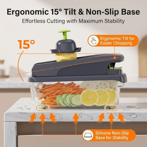 15 in 1 Vegetable Chopper with Container, Onion Chopper Mandoline Slicer - Image 3