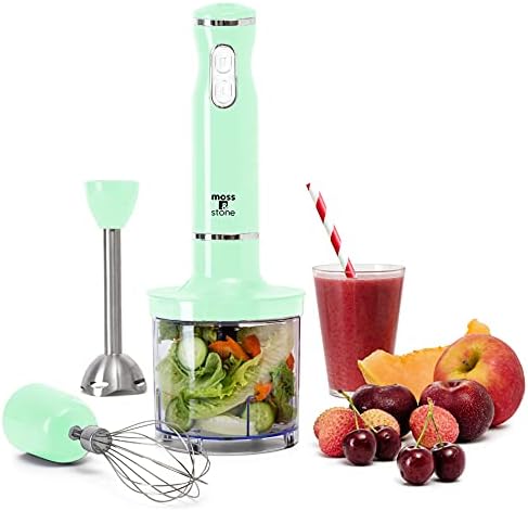 Hand Blender Electric With Egg Whisk & Chopper, Powerful 300 Watt Stick Blender, Hand Mixer Set Stainless Steel Shaft & Blades, Handheld Blender With Ergonomic Handle