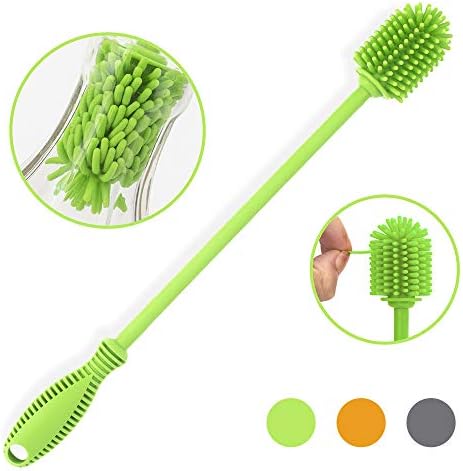 Silicone Bottle Brush with Long Handle, 12.5" Water Bottle Cleaner, Green - Image 2