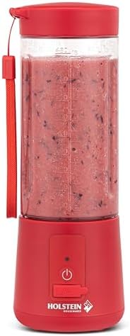USB Portable Blender, 16oz Personal Smoothie & Shake Maker with Rechargeable Battery, Type-C Fast Charging, Spill-Free Lid & Indicator Light - Red
