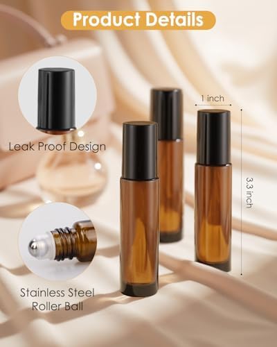 Essential Oil Roller Bottles - 4 Pack Refillable 10ml Glass Roller Bottles - Image 4