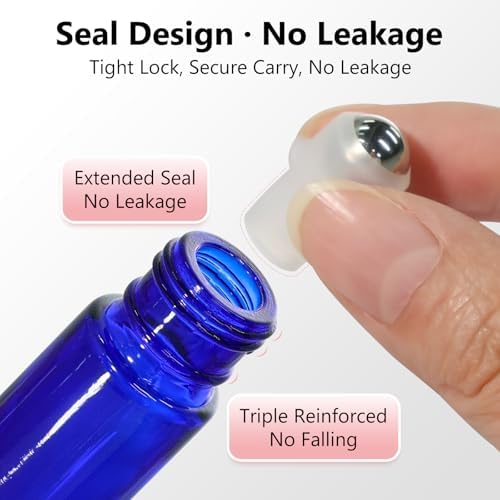KEYWING 10ml Blue Glass Roller Rottles for Essential Oils, 54 Pack - Image 4