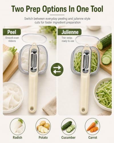 Radish Peeler With A Lid Storage Container For Potato Fruit Vegetable Prep