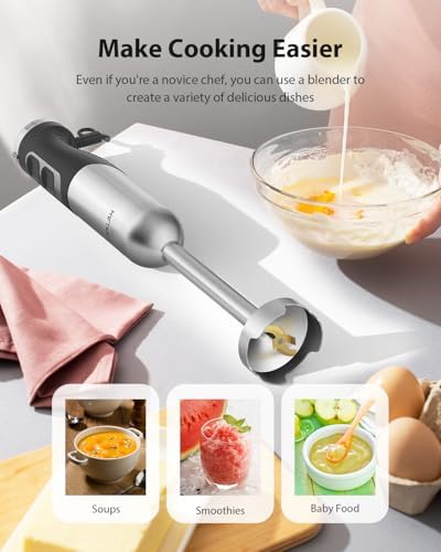 1000W Powerful Immersion Blender Handheld, 2026 New Update Hand Blender with 25-Speed and Heavy-Duty Copper Motor (Silver) - Image 4