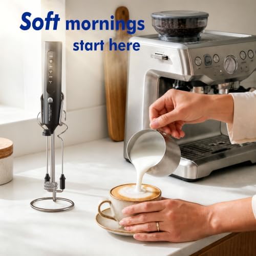 Rechargeable Milk Frother with Stand, 4 Interchangeable Whisks & Travel Case – Handheld Mixer for Lattes, Matcha, Hot Chocolate, Eggs & Protein Shakes - Image 2