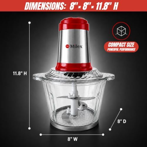 Milex Insta Chop 3L Electric Food Chopper Stainless Steel, Red - Image 3