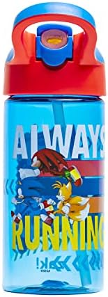 Sonic the Hedgehog Kids Water Bottle with Spout Cover and Built-in Carrying Loop, Made of Durable Plastic, Leak-Proof Water Bottle Design for Travel (17.5 oz, Non-BPA, Pack of 2)