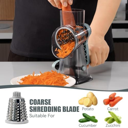 Rotary Cheese Grater, Hand Crank Shredder Slicer