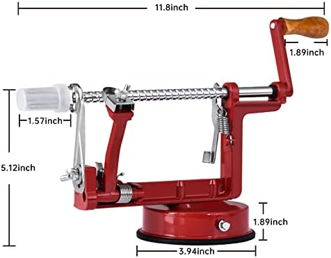 Apple Peeler, Stainless Steel Apple Corer Slicer Peeler, Durable Heavy Duty Die Cast Magnesium Alloy Apple Peeler Slicer Corer(Deepred)