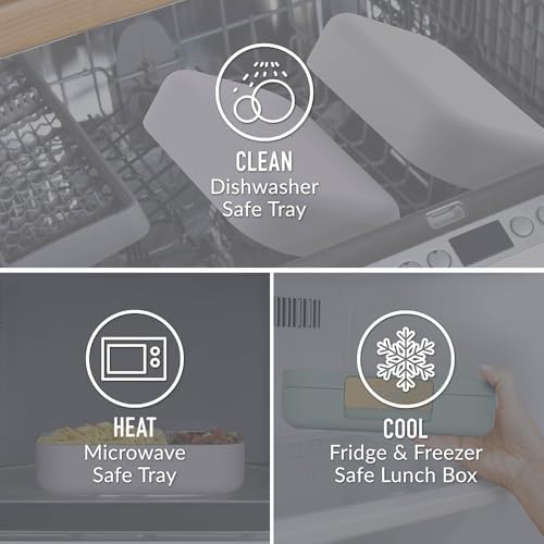 Modern - Leak-Resistant Bento Lunch Box For Adults, Teens, & Larger Appetites; Reusable BPA-Free Meal Prep Container with 3 or 4 Compartments, Dishwasher/Microwave Safe; 5 Cups (Dusk Blue)
