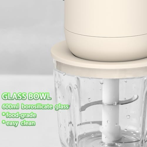Electric Garlic Chopper, 600ML GLASS Food Processor Cordless - Image 3