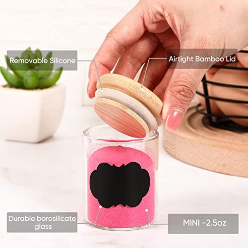 12 Pcs Glass Spice Jars with Bamboo Airtight Lids, 2.5 oz