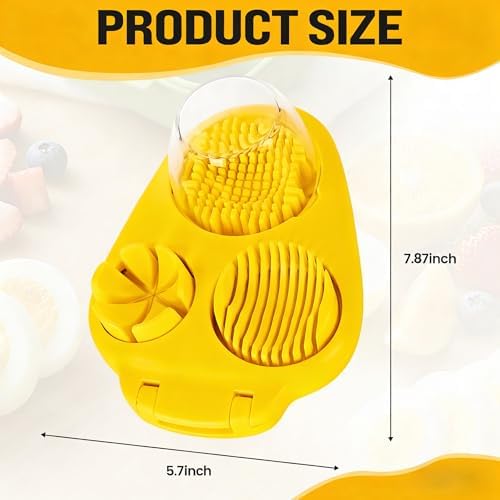 3-in-1 Egg Slicer with 3 Slice Modes, Dishwasher Safe,yellow - Image 3