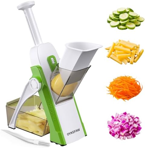 Safe Mandoline Slicer for Kitchen, 5 in 1 Vegetable Food Chopper, Potato French Fry Cutter, Fruit Slicer, Adjustable Thickness 0.1-8 mm, Kitchen Chopping Artifact Fast Meal Prep by OYKEFAW
