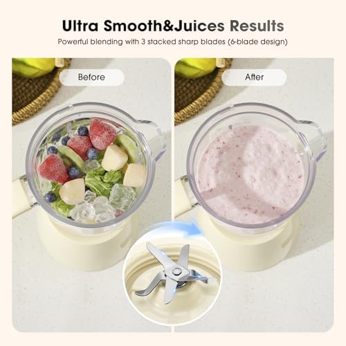 Small Blenders for Kitchen, 21oz Smoothie Blender, 350W Max, Ivory - Image 3