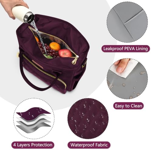 Insulated Lunch Bag Women, Large Tote Lunch Box for Work, 18L