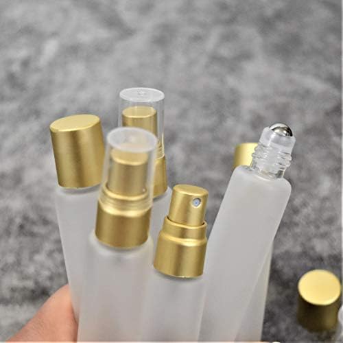 6-Pack Frosted Clear Glass Bottles with Dual Ends – Sprayer & Roller Tops – Leakproof, Quality Essential Oil & Perfume Bottles with Elegant Gold Accents – Refillable Custom Blend Containers - Image 4