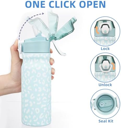 BJPKPK 18 oz Water Bottle with Straw & Handle, Insulated Stainless Flask - Image 3