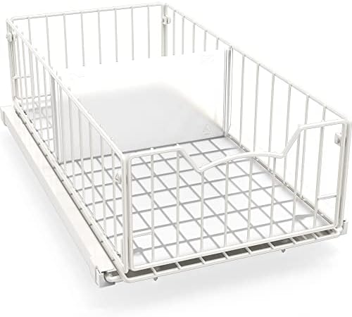 Pull-Out Cabinet Sliding Basket, 17.2Dx9.7Wx5H, White