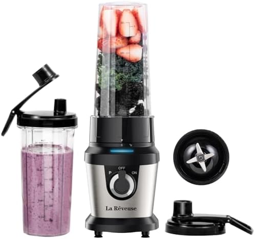 Smoothie Blender with 2 x 24oz To-Go Cups, 400W, Stainless Steel