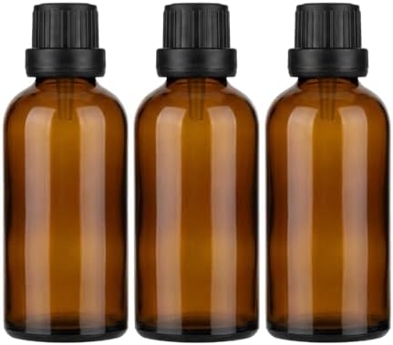 erioctry 3PCS 100ml/3.4oz Empty Amber Glass Bottle with Orifice Reducer and Black Cap for Essential Oils Aromatherapy Cosmetic Storage by Unknown