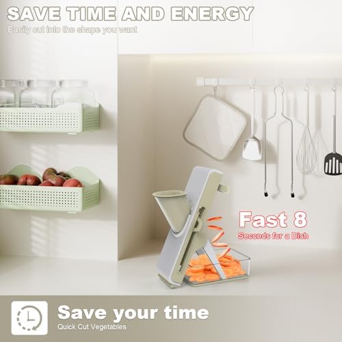 Mandoline Slicer for Kitchen, Vegetable & Cucumber Slicer, Easy to Clean Chopping Artifact (White Light Gray) - Image 2