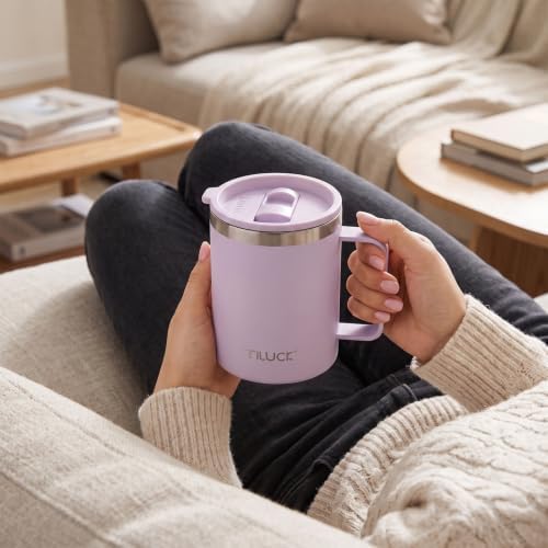 TILUCK 12 oz Insulated Coffee Mug with Lid and Handle - Image 4