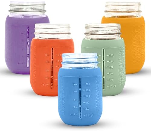 Mason Jar Silicone Sleeve, Regular Mouth 16oz, Spring Summer 5pk