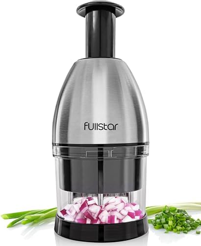 Fullstar Vegetable Chopper - Onion Chopper - Pro Food Slicer - Veggie Cutter with Container - Hand Dicer - Slicer & Dicer (Silver) by fullstar