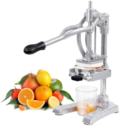 Multifunctional 4in1 Manual Vegetable slicer Citrus Squeezer Juicer Machine AIO Stainless Steel French Fry Cutter Potato Slicer (Sliver, Squeezer & 1/2 3/8 1/4 Blade)