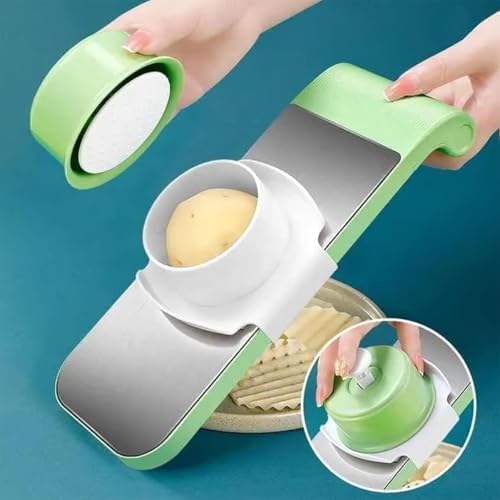Multifunctional Vegetable Cutter, Portable Mandoline Slicer for Kitchen, Adjustable Vegetable Cutter with Stainless Steel Blades, Home Essentials & Kitchen Gadgets (3Blades/Set) - Image 5