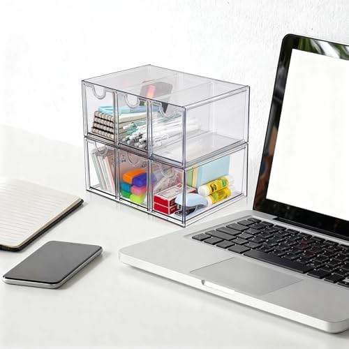 6 Drawers Tea Bag Organizer Box, Acrylic Stackable Tea Bag Storage Holder for Kitchen Pantry, Clear Coffee Pod Snack Storage Box for Countertop Cabinet