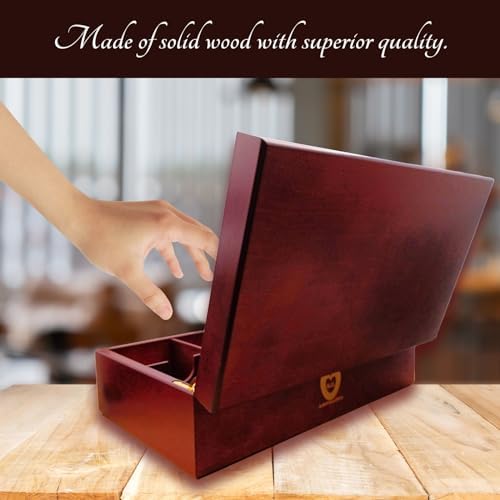 BJOYFUL&LOVED Wooden Tea Box, 8-Compartment Tea Organizer, Cherry Color