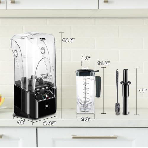 Commercial Blender for Smoothies 2200W with Sound-dampening Cover,2200 ML