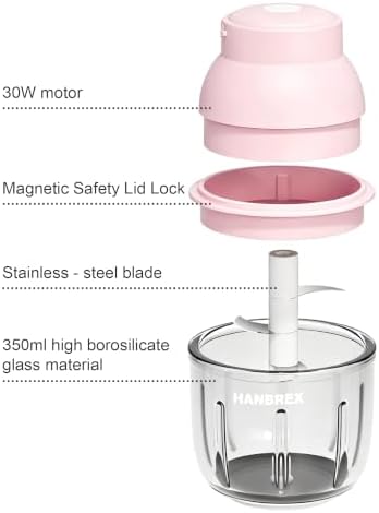 Electric Wireless Garlic Chopper, 350ml, Pink
