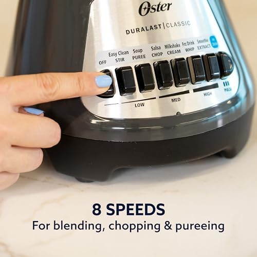 Oster® Classic Series 8-Speed Blender with 6-Cup Glass Jar, Gray - Image 6