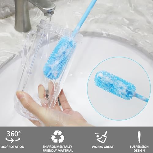 15.7" Silicone Bottle Brush, Water Bottle Cleaner Brush, Blue - Image 4