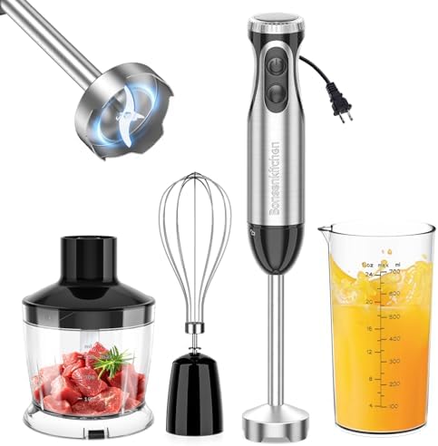 Immersion Blender with Food Processor, 20 Speeds & Turbo Mode