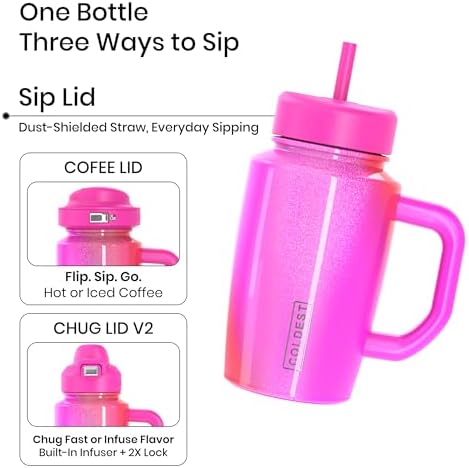 Coldest Tumbler with Handle and Coffee Lid - 100% Spill Proof Tumbler with Straw (3 Lids) - Stainless Steel Insulated Leakproof Tumblers for Women & Men - Cup Holder Friendly - 15 oz (Kissed Dream) - Image 3