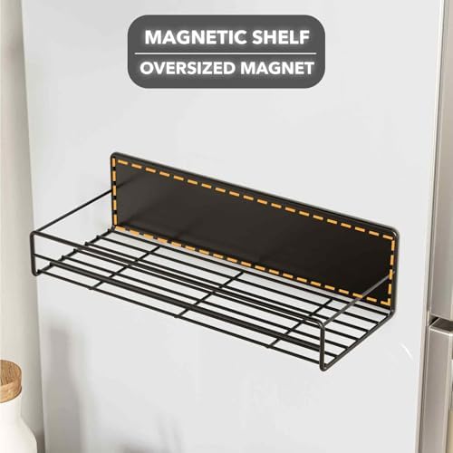 2 Pack Magnetic Spice Rack with 24 Spice Jars, 400 Labels and Funnel, Space Saving Refrigerator Fridge Oven Shelf Organizer