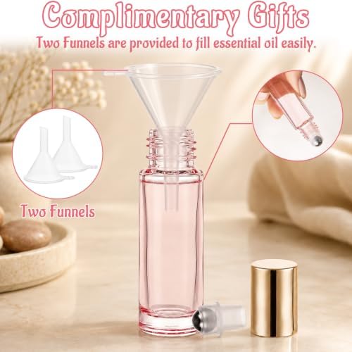 CertBuy 50 Pack 10ml Refillable Glass Roller Bottles for Essential Oils Leak-proof, UV-Resistant, Roll On Bottles Empty with Stainless Steel Roller Balls & Caps for Perfume, Lip Gloss, DIY, Travel - Image 6
