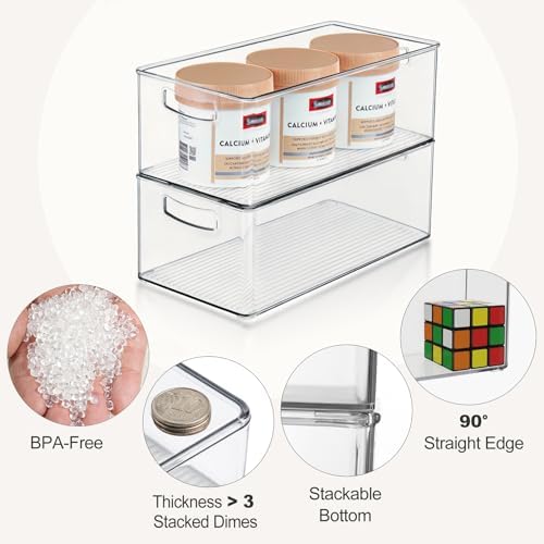 8 Pack Freezer Organizer Bins,Stackable,Clear Bins for Fridge,Pantry